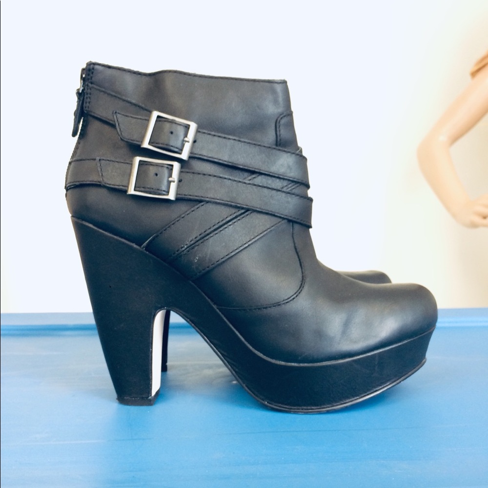 Black platform boots worn 12 hours on photo shoot